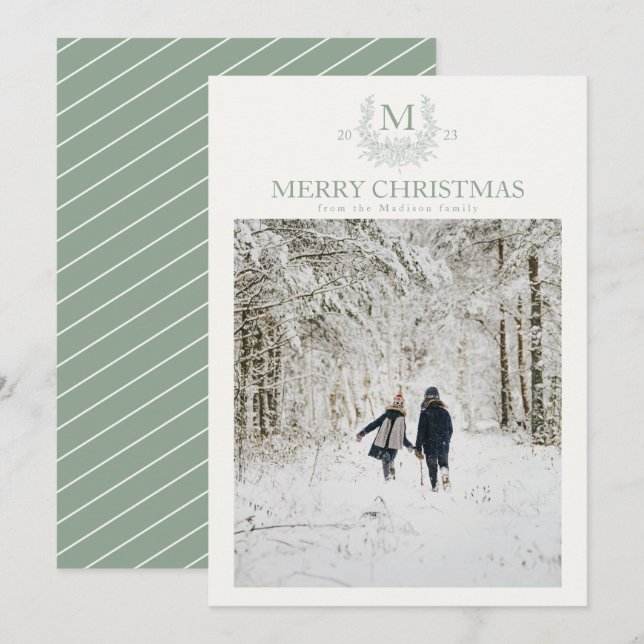 Rustic monogram Morning Sky personalised initial  Holiday Card (Front/Back)