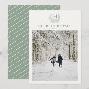 Rustic monogram Morning Sky personalised initial Holiday Card