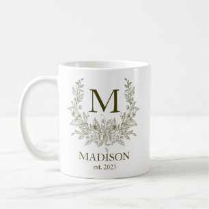 Rustic monogram Mustard Brow personalised initial Coffee Mug