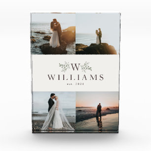 Rustic monogram newlywed wedding collage photo block