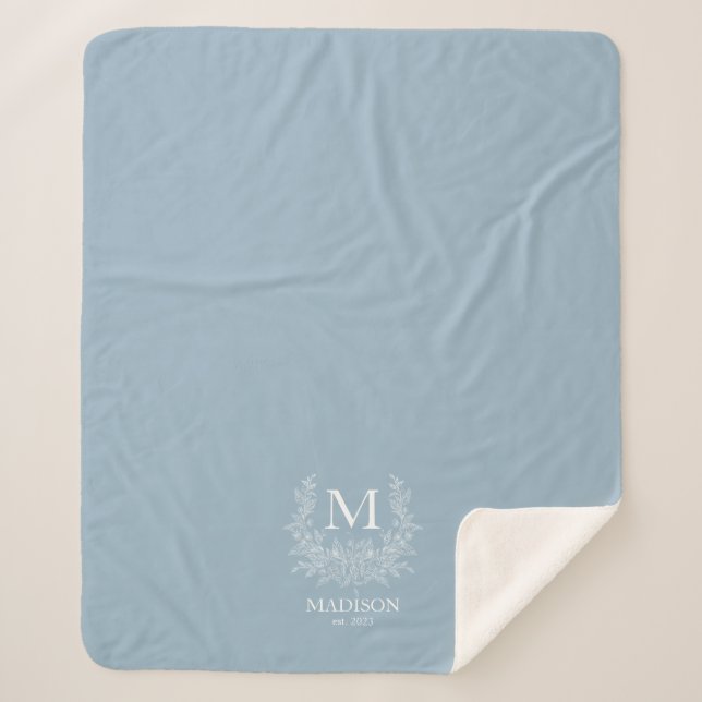 Rustic Monogram Personalised Initial  Sherpa Blanket (Front)