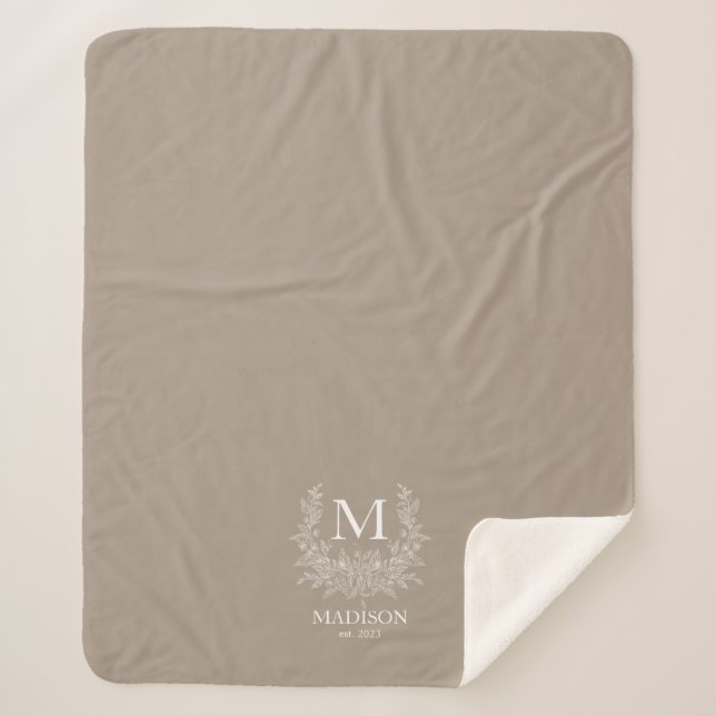 Rustic Monogram Personalised Initial  Sherpa Blanket (Front)
