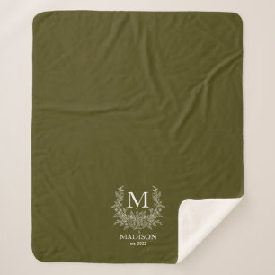 Rustic Monogram Personalised Initial Sherpa Blanket