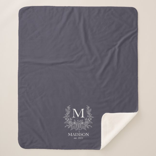 Rustic Monogram Personalised Initial  Sherpa Blanket (Front)