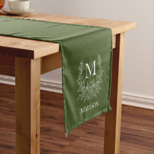 Rustic Monogram Personalised Initial Short Table Runner