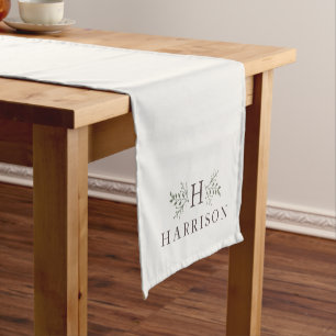 Rustic monogram personalised short table runner