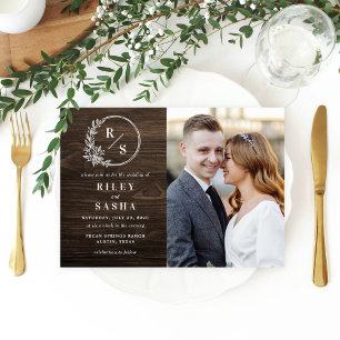 Rustic Monogram Photo Wedding Invitation