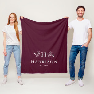 Rustic monogram plum newlywed blanket
