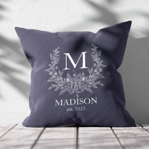 Rustic monogram Quartz Grey personalised initial Cushion