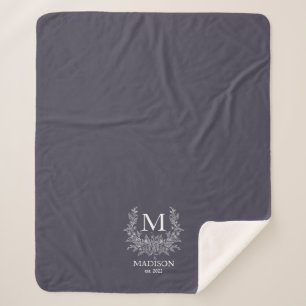 Rustic monogram Quartz Grey personalised initial  Sherpa Blanket