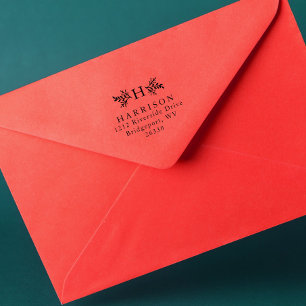 Rustic monogram return address self-inking stamp