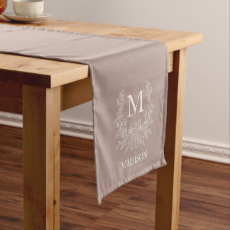 Rustic monogram Silver Pink personalised initial  Short Table Runner