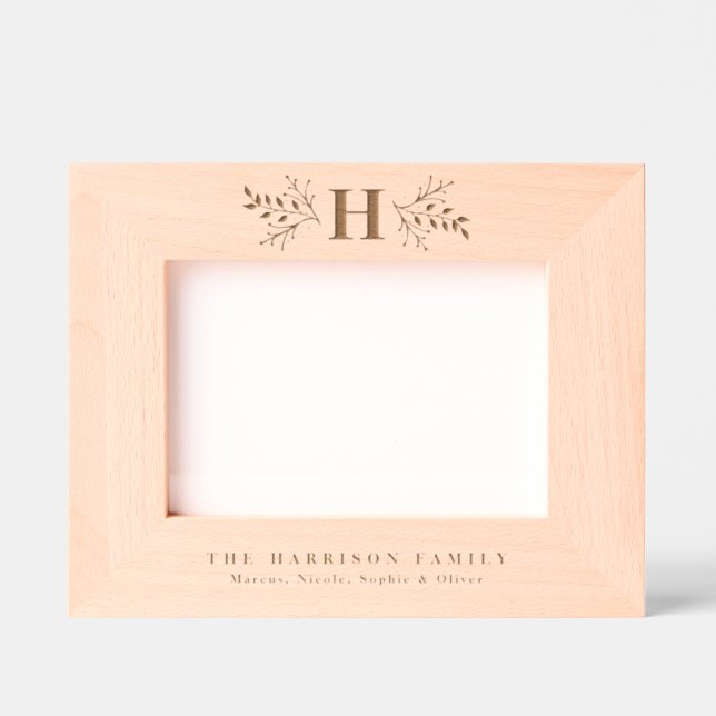 Rustic monogram simple initial and name etched frames (Front)