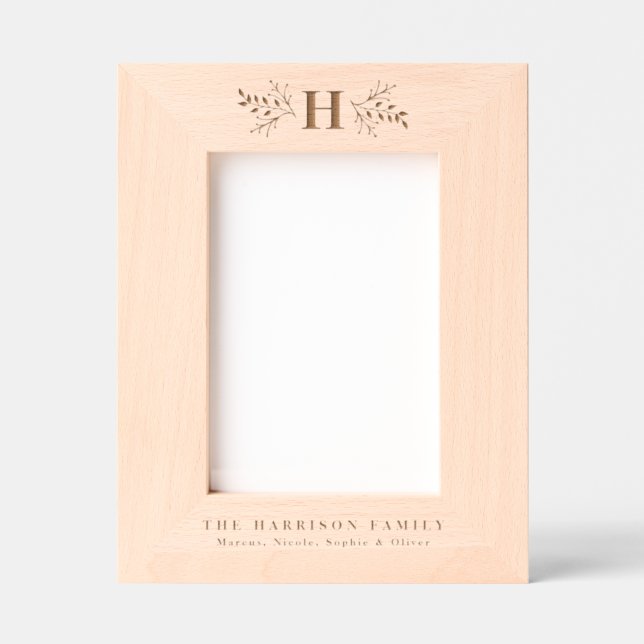 Rustic monogram simple initial and name etched frames (Front)