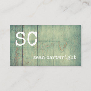 Rustic Monogram Simple Vintage Barnwood Business Card