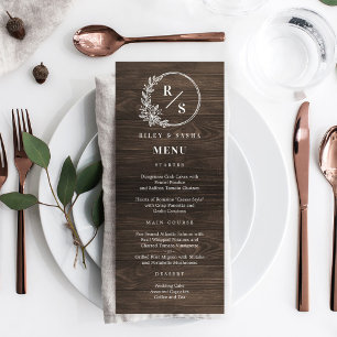 Rustic Monogram Wedding Menu Card