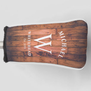 Rustic Monogram Wood Golf Head Cover
