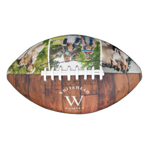 Rustic Monogram Wood Photo Collage Football American Football