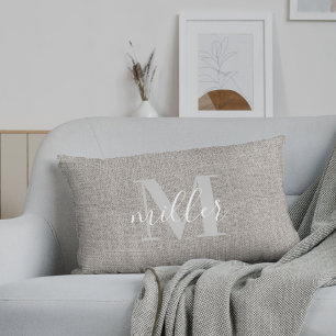 Rustic Monogrammed Family Name Lumbar Pillow