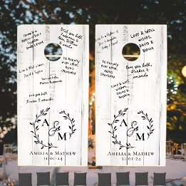 Rustic Monogrammed Initials Laurel Leaves Wedding
