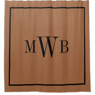 Rustic Monogrammed Initials Modern Brown Black Shower Curtain