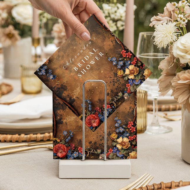 Rustic Moody Autumn Floral Bridal Shower Napkin (Creator Uploaded)