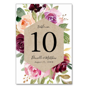 Rustic Moody Floral   Personalised Table Number