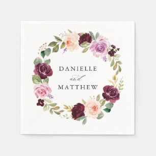 Rustic Moody Floral   Personalised Wedding Napkin