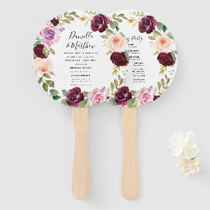 Rustic Moody Floral   Personalised Wedding Program Hand Fan
