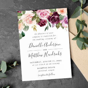 Rustic Moody Floral Wedding Invitation