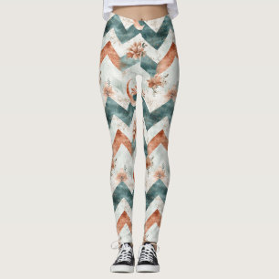 Rustic Moon Floral Chevron Earthy Pattern (3) Leggings