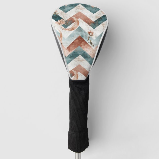 Rustic Moon Floral Chevron Earthy Pattern (5) Golf Head Cover (Front)