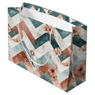 Rustic Moon Floral Chevron Earthy Pattern (5) Large Gift Bag