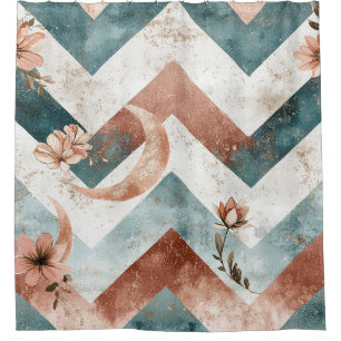 Rustic Moon Floral Chevron Earthy Pattern (5) Shower Curtain