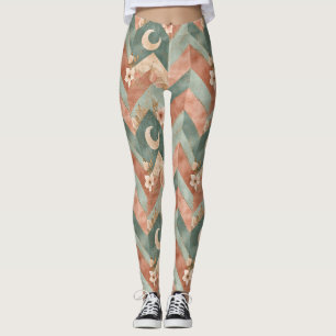 Rustic Moon Floral Chevron Earthy Pattern (6) Leggings