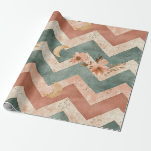 Rustic Moon Floral Chevron Earthy Pattern (6) Wrapping Paper