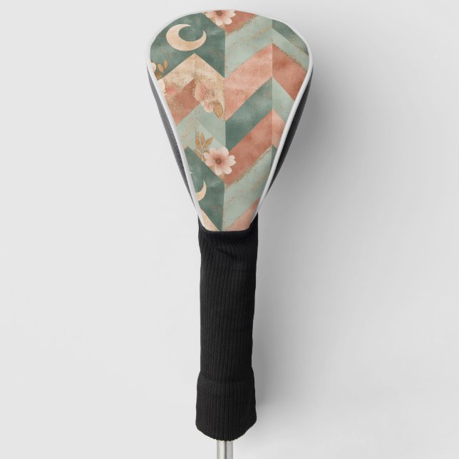 Rustic Moon Floral Chevron Earthy Pattern (7) Golf Head Cover (Front)