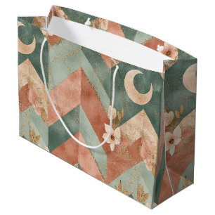 Rustic Moon Floral Chevron Earthy Pattern (7) Large Gift Bag
