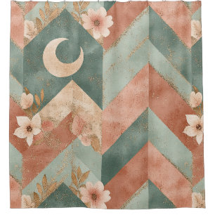 Rustic Moon Floral Chevron Earthy Pattern (7) Shower Curtain