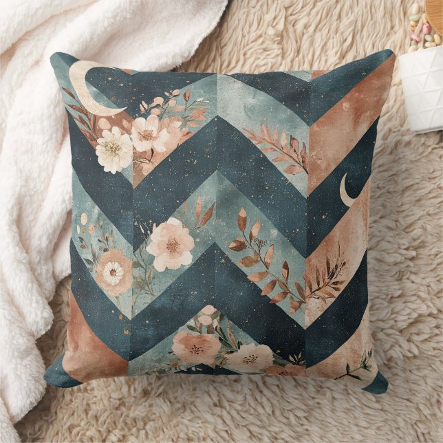 Rustic Moon Floral Chevron Earthy Pattern (9) Cushion (Blanket)