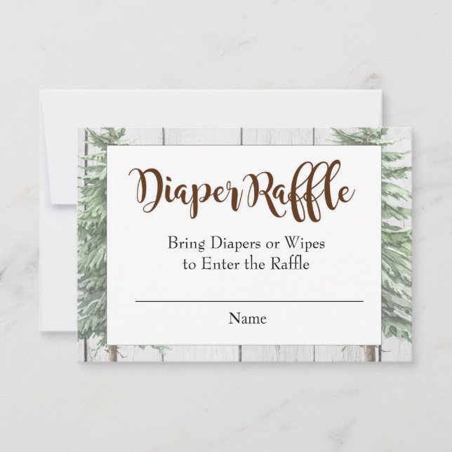Rustic Moose Baby Shower Diaper Raffle Card (Front)