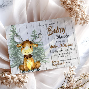 Rustic Moose Baby Shower Invitation