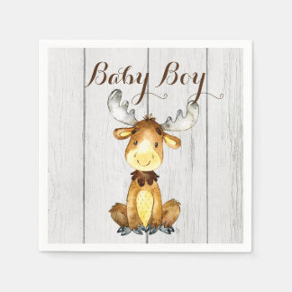 Rustic Moose Baby Shower Napkin