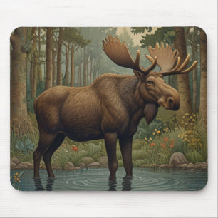 Rustic moose bohemian woodland Enchanted Forest Mouse Mat