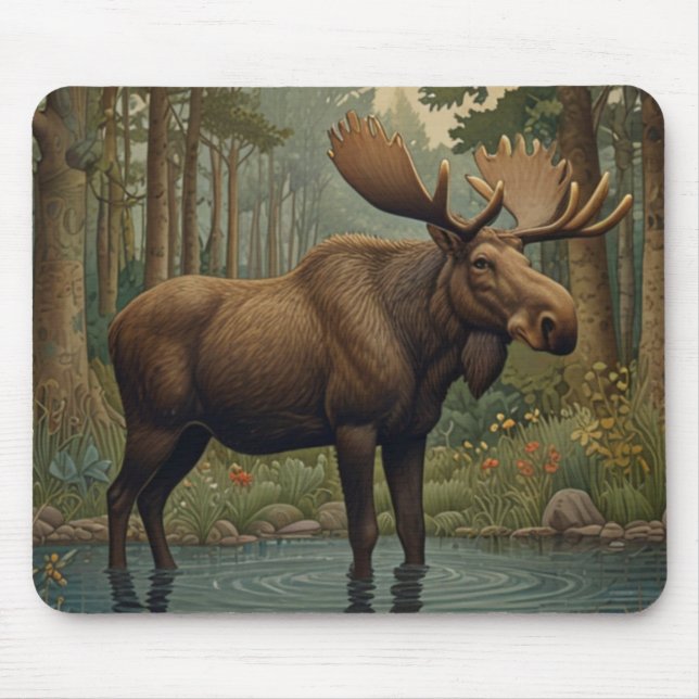 Rustic moose bohemian woodland Enchanted Forest Mouse Mat (Front)