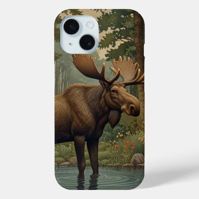 Rustic moose boho woodland forest greenery  Case-Mate iPhone case (Back)