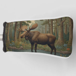 Rustic moose boho woodland forest greenery  golf head cover