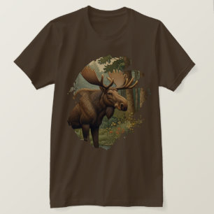 Rustic moose boho woodland forest greenery T-Shirt