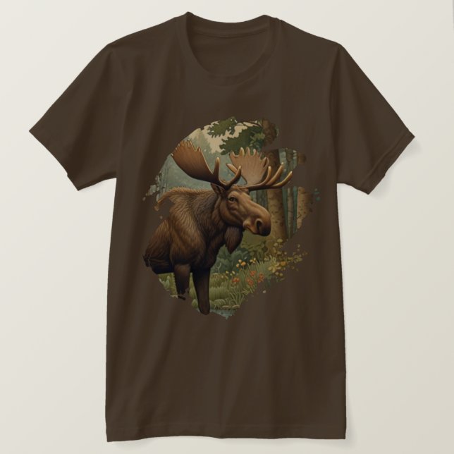 Rustic moose boho woodland forest greenery  T-Shirt (Design Front)