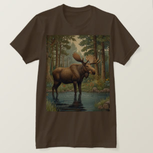 Rustic moose boho woodland forest greenery T-Shirt